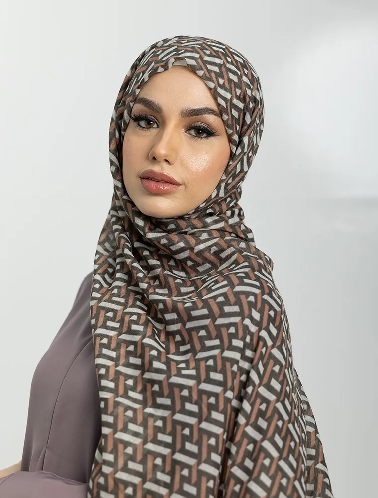 Brown Geo Print Hijab